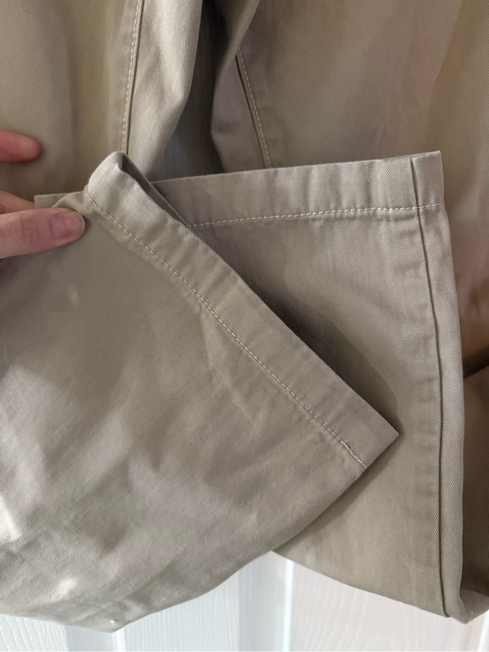 Eddie Bauer Legendwash Cotton Tan Khaki Pants with Blue Waistband Detail - Picture 3 of 8